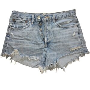 ☆Agolde Light Blue Distressed Denim Shorts☆